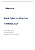 A-LEVEL EDEXCEL STATISTICS JUNE 2026 PAPER 1 MARK SCHEME &lpar;9ST0&sol;01&rpar;