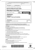 A-LEVEL EDEXCEL STATISTICS JUNE 2026 PAPER 1 QUESTION PAPER   MARKSCHEME &lpar;9ST0&sol;01&rpar;