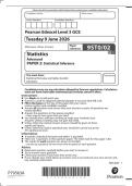 A-LEVEL EDEXCEL STATISTICS JUNE 2026 PAPER 2 QUESTION PAPER   MARKSCHEME &lpar;9ST0&sol;02&rpar;