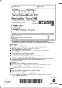 A-LEVEL EDEXCEL STATISTICS JUNE 2026 PAPER 3 QUESTION PAPER   MARKSCHEME &lpar;9ST0&sol;03&rpar;