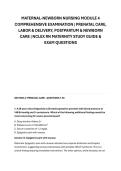 MATERNAL-NEWBORN NURSING MODULE 4 &NewLine;COMPREHENSIVE EXAMINATION &vert; PRENATAL CARE&comma; &NewLine;LABOR & DELIVERY&comma; POSTPARTUM & NEWBORN &NewLine;CARE &vert; NCLEX RN MATERNITY STUDY GUIDE & &NewLine;EXAM QUESTIONS