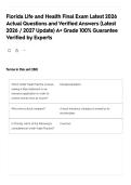 Florida Life and Health Final Exam Latest 2026 Actual Questions and Verified Answers &lpar;Latest 2026 &sol; 2027 Update&rpar; A&plus; Grade 100&percnt; Guarantee Verified by Experts&NewLine;