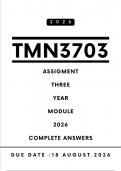 TMN3703 Assignment 3 Answers - Year Module&comma; 2026 &vert; Due Date 18 August 2026