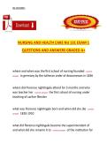 Nursing and Health Care&comma; NU 131&comma; Complete Exam 1 Questions and Answers &lpar;Graded A&plus;&rpar; Study Guide