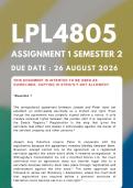 LPL4805 Assignment 1 &lbrace;COMPLETE ANSWERS&rcub; Semester 2 &lpar;Due Date 26 August 2026&rpar;