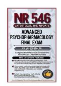 NR546&sol; NR 546 Advanced Psychopharmacology Final EXAM &lpar;Latest 2026&sol;2027 Update&rpar; &vert; Complete Exam Questions with Verified Answers and Detailed Rationales&vert; Chamberlain