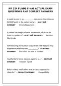 NR 224 Funds Final Exam - Complete Study Guide with Correct Answers&NewLine;