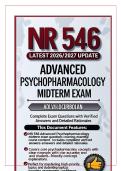 NR 546 Advanced Psychopharmacology Full Course Exam Bundle