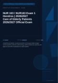 NUR 163 Exam 1 Care of Elderly Patients Actual Exam 2026&sol;2027 &ndash; 100&percnt; Verified &vert; Detailed Rationales &ndash; Pass Guaranteed &ndash; A&plus; Graded