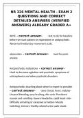 NR 326 Mental Health Exam 2 - Complete Study Guide with Verified Answers&NewLine;