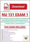 NU 131 &sol; NUR 131 Exam 1 &lpar;PDF&rpar; &vert; 2026 Nursing and Healthcare I Exam Questions & Verified Answers &vert; Latest Study Guide &vert; Galen College