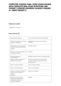 COMPUTER SCIENCE FINAL EXAM EXAMS REVIEW WITH COMPLETE REAL EXAM QUESTIONS AND CORRECT VERIFIED ANSWERS&sol; ALREADY GRADED A&plus; &lpar;MOST RECENT&excl;&excl;&rpar;