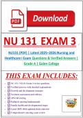 NU 131 &sol; NUR 131 Exam 1 -3  &lpar;PDF&rpar; &vert; 2026 Nursing and Healthcare I Exam Questions & Verified Answers &vert; Latest Study Guide &vert; Galen College
