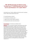 NRG 200 Pharmacology for Human Caring Nursing Exam 2 &vert; Verified Questions and Correct Answers plus Rationale &vert; New Update 2026&sol;27