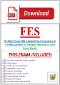 FES Written Exam 2026 &vert; Actual Exam Questions & Verified Answers &vert; Complete Solutions &vert; Latest Study Guide