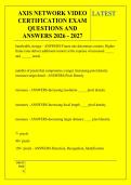 AXIS NETWORK VIDEO &NewLine;CERTIFICATION EXAM &NewLine;QUESTIONS AND &NewLine;ANSWERS 2026 - 2027 