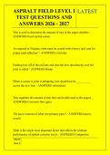 ASPHALT FIELD LEVEL I &NewLine;TEST QUESTIONS AND &NewLine;ANSWERS 2026 - 2027 