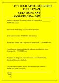 IVY TECH APHY 101 &NewLine;FINAL EXAM &NewLine;QUESTIONS AND &NewLine;ANSWERS 2026 - 2027