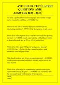 AYF CHEER TEST &NewLine;QUESTIONS AND &NewLine;ANSWERS 2026 - 2027