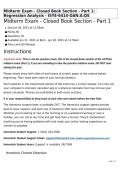 Midterm Exam - Closed Book Section - Part 1 Regression Analysis - ISYE-6414-OAN A QS