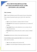 WGU D072 FUNDAMENTALS FOR SUCCESS IN BUSINESS STUDY GUIDE QUESTIONS AND ANSWERS&period;&NewLine;&NewLine;