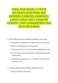 FINAL PACE EXAM 1&sol;3 WITH ACCURATE QUESTIONS AND ANSWERS &lpar;VERIFIED ANSWERS&rpar; &vert; LATEST &lpar;2026&sol;2027&rpar; UPDATED VERSION &vert; 100&percnt; GUARANTEED PASS &lbrace;JUST RELEASED&rcub;
