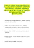 Learn2Serve Food Manager Certification - Notes EXAM WITH ACCURATE QUESTIONS AND ANSWERS &lpar;VERIFIED ANSWERS&rpar; &vert; LATEST &lpar;2026&sol;2027&rpar; UPDATED VERSION &vert; 100&percnt; GUARANTEED PASS &lbrace;JUST RELEASED&rcub;