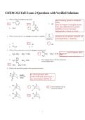 CHEM 232 Fall Exam 2 Questions with Verified Solutions