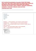 PCE Certified Breastfeeding Counselor EXAM TEST BANK &NewLine;2026&sol;2027 AND HIGH YIELD PRACTICE QUESTIONS COMPLETE &NewLine;ACCURATE EXAM APPROVED QUESTIONS AND CORRECT &NewLine;VERIFIED SOLUTIONS &lpar;100&percnt; CORRECT VERIFIED ANSWERS&rpar;  &NewLine;CURRENTLY UPDATED VERSION 2026 EDITION  &NewLine;&vert;G