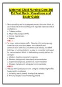 Maternal-Child Nursing Care 3rd Ed Test Bank &vert; Questions and Study Guide 