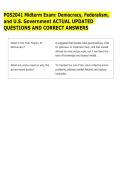 POS2041 Midterm Exam&colon; Democracy&comma; Federalism&comma; &NewLine;and U&period;S&period; Government ACTUAL UPDATED &NewLine;QUESTIONS AND CORRECT ANSWERS 