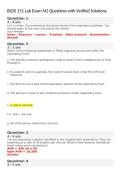 BIOD 151 Lab Exam M2 Questions with Verified Solutions