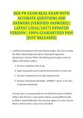 REX-PN EXAM REAL EXAM WITH ACCURATE QUESTIONS AND ANSWERS &lpar;VERIFIED ANSWERS&rpar; &vert; LATEST &lpar;2026&sol;2027&rpar; UPDATED VERSION &vert; 100&percnt; GUARANTEED PASS &lbrace;JUST RELEASED&rcub;