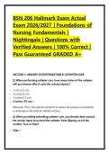 BSN 206 Hallmark Exam Actual Exam 2026&sol;2027 &vert; Foundations of Nursing Fundamentals &vert; Nightingale &vert; Questions with Verified Answers &vert; 100&percnt; Correct &vert; Pass Guaranteed