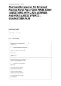 Pharmacotherapeutics for Advanced Practice Nurse Prescribers FINAL EXAM &vert; QUESTIONS WITH 100&percnt; VERIFIED ANSWERS&vert; LATEST UPDATE &vert; GUARANTEED PASS
