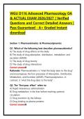 WGU D116 Advanced Pharmacology OA & ACTUAL EXAM 2026&sol;2027 &vert; Verified Questions and Correct Detailed Answers &vert; Pass Guaranteed - A&plus; Graded Instant download