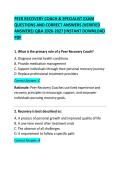Peer Recovery Coach & Specialist Exam Questions and Correct Answers 2026 &ndash; Complete Certification Practice Test & Study Guide