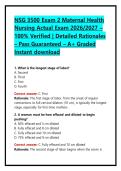 NSG 3500 Exam 2 Maternal Health Nursing Actual Exam 2026&sol;2027 &ndash; 100&percnt; Verified &vert; Detailed Rationales &ndash; Pass Guaranteed &ndash; A&plus; Graded Instant download