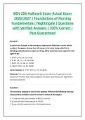 BSN 206 Hallmark Exam Actual Exam 2026&sol;2027 &vert; Foundations of Nursing Fundamentals &vert; Nightingale &vert; Questions with Verified Answers &vert; 100&percnt; Correct &vert; Pass Guaranteed