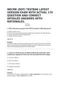 NRCME &lpar;DOT&rpar; TESTBAK LATEST VERSION EXAM WITH ACTUAL 170 QUESTION AND CORRECT DETAILED ANSWERS WITH RATIONALES&period;&comma;&comma;