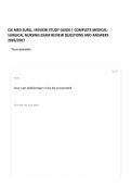 CJE MED SURG I REVIEW STUDY GUIDE &vert; COMPLETE MEDICAL-SURGICAL NURSING EXAM REVIEW QUESTIONS AND ANSWERS 2026&sol;2027