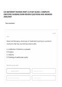 CJE MATERNITY REVIEW &lpar;PART 1&rpar; STUDY GUIDE &vert; COMPLETE OBSTETRIC NURSING EXAM REVIEW QUESTIONS AND ANSWERS 2026&sol;2027