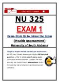 NU 325 Exam 1 &ndash; Health Assessment &lpar;Latest 2026&sol;2027 Update&rpar; Actual Questions & Answers &lpar;USA&rpar; 100&percnt; Guarantee Pass&NewLine;