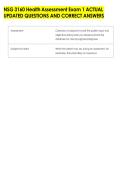 NSG 3160 Health Assessment Exam 1 ACTUAL &NewLine;UPDATED QUESTIONS AND CORRECT ANSWERS