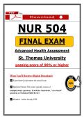 NUR 504 Final Exam &ndash; Advanced Health Assessment &lpar;Latest 2026&sol;2027 Update&rpar; Actual Questions & Answers &lpar;St&period; Thomas University&rpar;&NewLine;