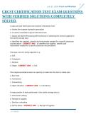CRCST CERTIFICATION TEST EXAM QUESTIONS WITH VERIFIED SOLUTIONS&vert; COMPLETELY SOLVED&period;
