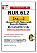 NUR 612 Exam 3 &ndash; Health Assessment Diagnostic Reasoning &lpar;Latest 2026&sol;2027 Update&rpar; Actual Questions & Answers &ndash; St&period; Thomas University