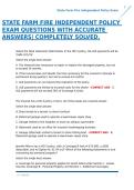STATE FARM FIRE INDEPENDENT POLICY EXAM QUESTIONS WITH ACCURATE ANSWERS&vert; COMPLETELY SOLVED&period;&NewLine;&NewLine;