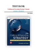 Crafting and Executing Strategy&colon; Concepts Test Bank 23rd Edition &vert; All Chapters &vert; Arthur A&period; Thompson