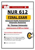 NUR 612 Final Exam &ndash; Health Assessment Diagnostic Reasoning &lpar;Latest 2026&sol;2027 Update&rpar; Actual Questions & Answers &ndash; St&period; Thomas University